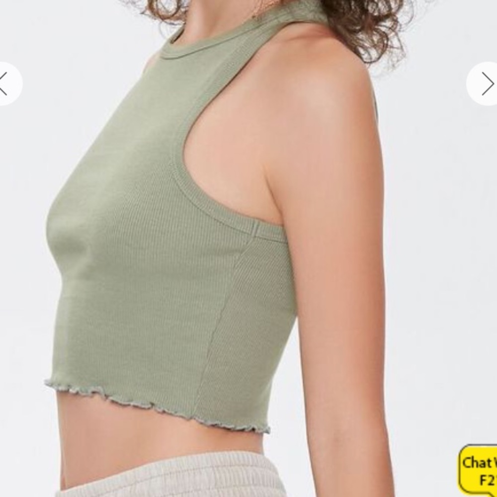 Lettuce-edge cropped tank top